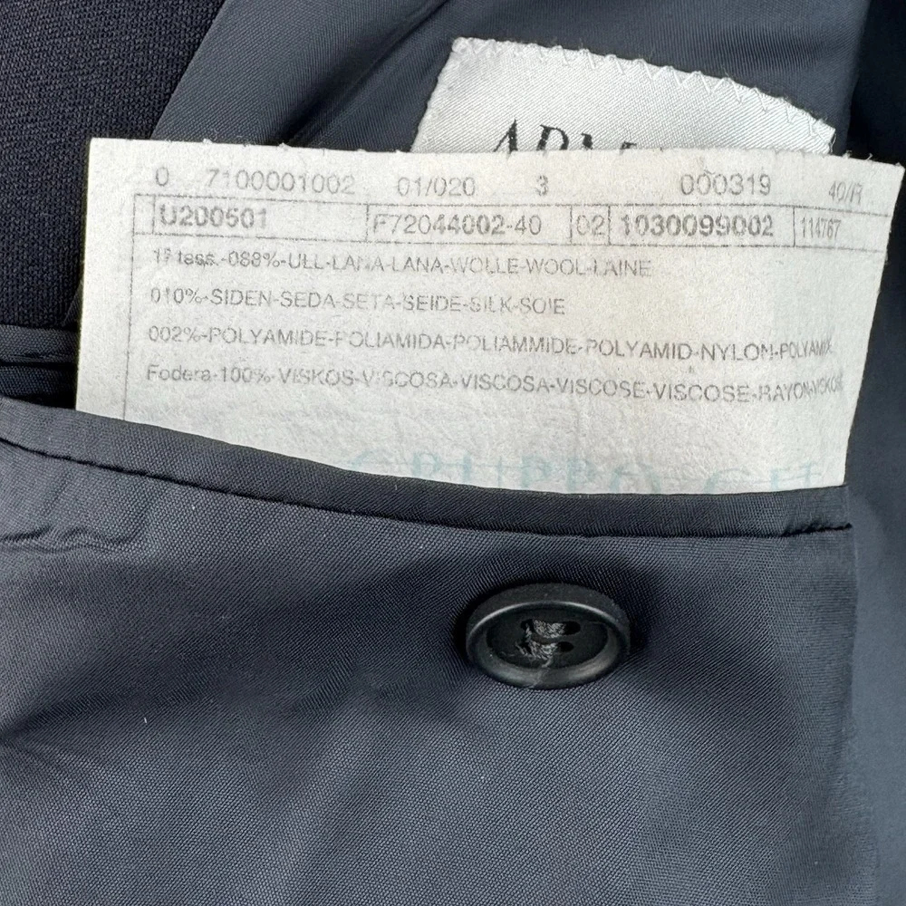 Armani Collezioni Sport Coat Blazer Men's 40R Black Wool Silk 1 Button Italy